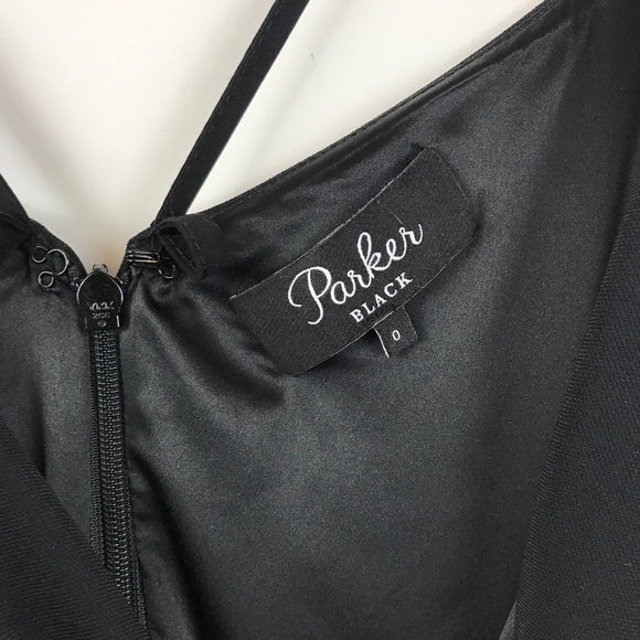 Parker Black Aiden Stretch Crepe‎ Center-Slit Dress in Black Size 0 - Picture 7 of 13